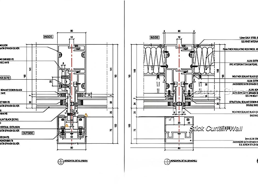 A curtain wall carries its own loads back to the slab — which is why height changes everything.
